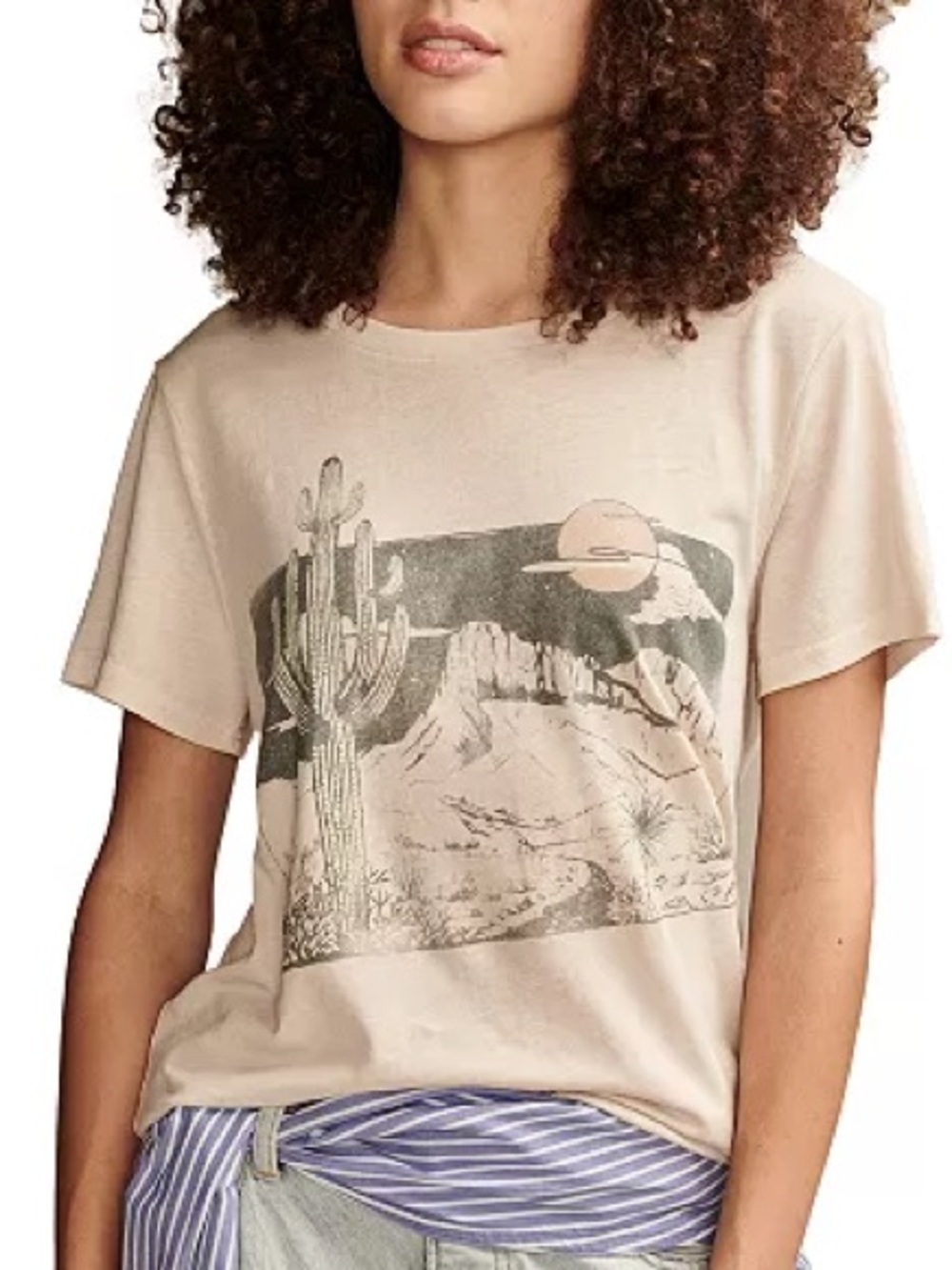 🌵 Lucky Brand Cactus Scene Classic Crewneck T-Shirt XL Desert Graphic Tee